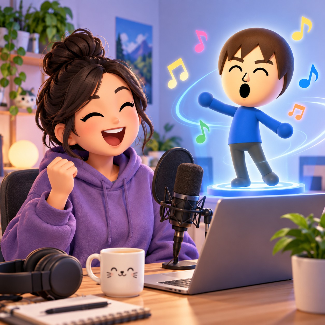 Nintendo Mii AI voice singing a robotic comedy hook