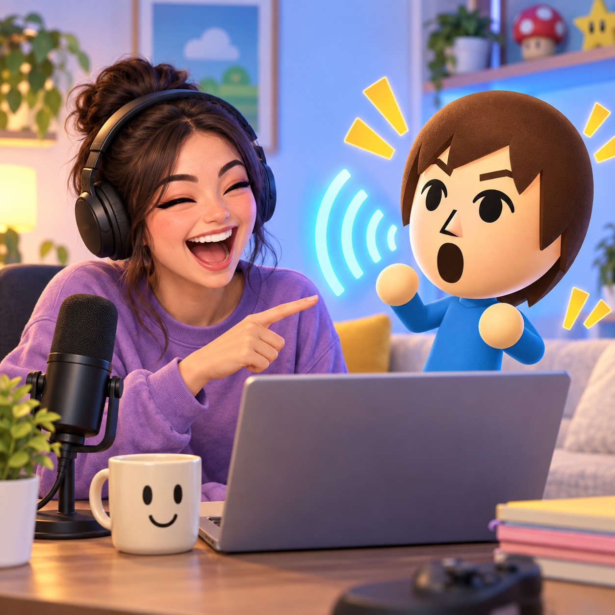 Nintendo Mii AI voice reacting through a custom avatar