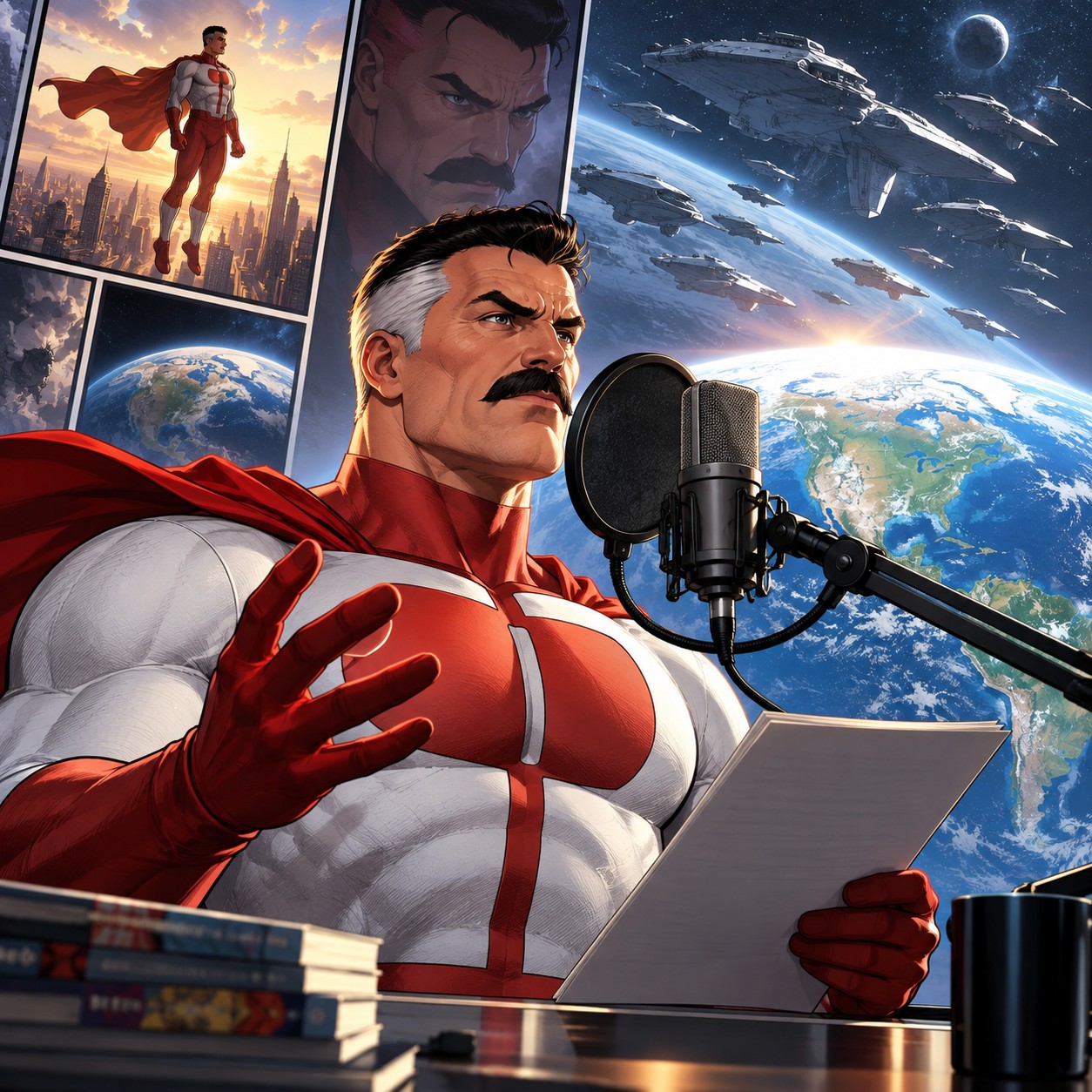 Omni-Man AI voice for comic recap narration