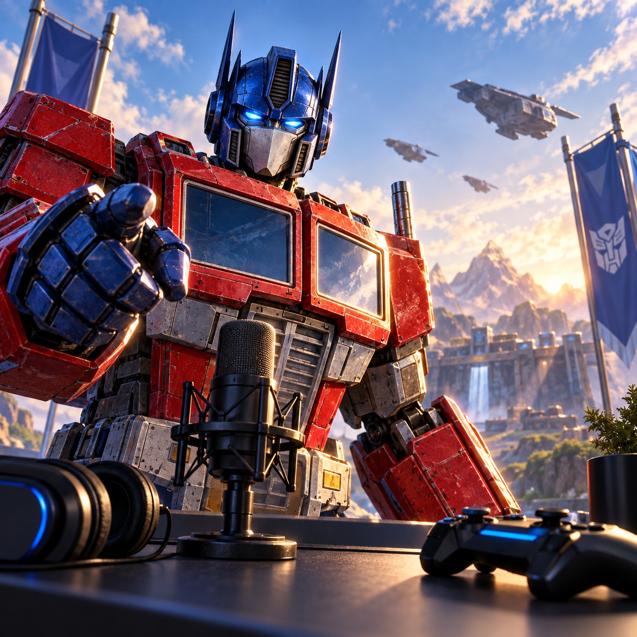 Optimus Prime AI voice gaming intro waveform