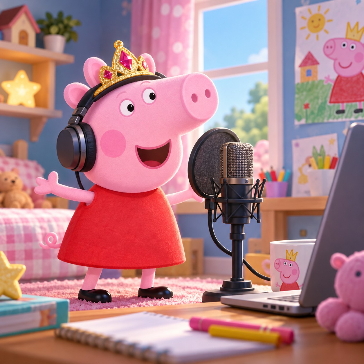Peppa Pig AI voice opening a preschool cartoon parody
