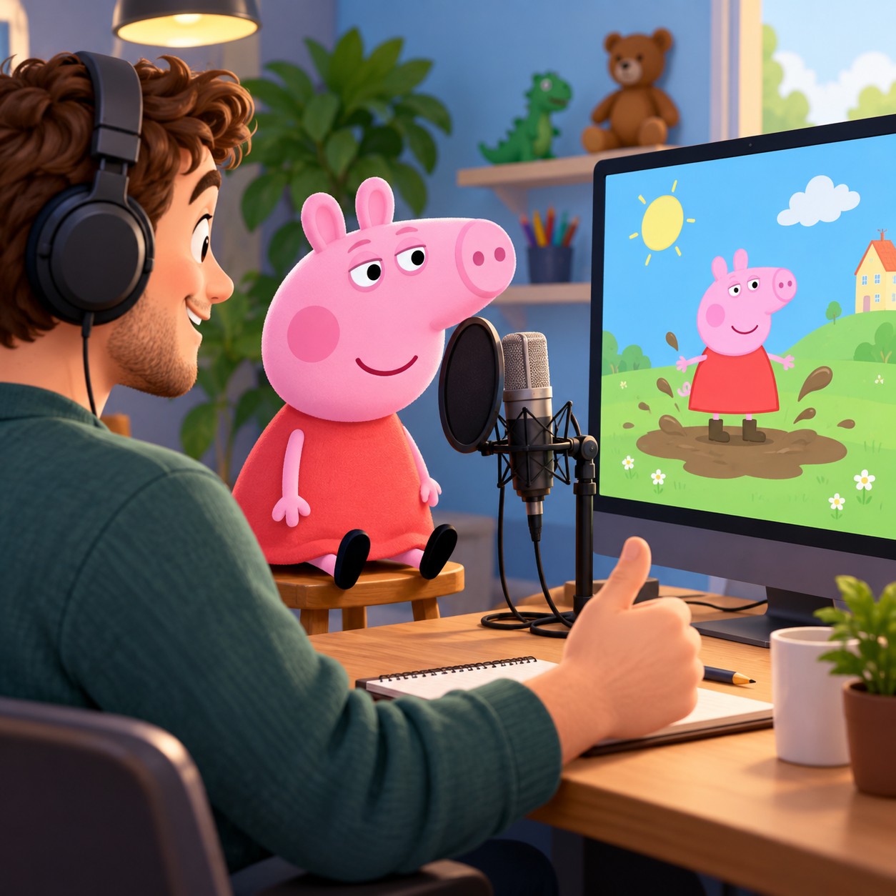 Peppa Pig AI voice in a narrator parody scene