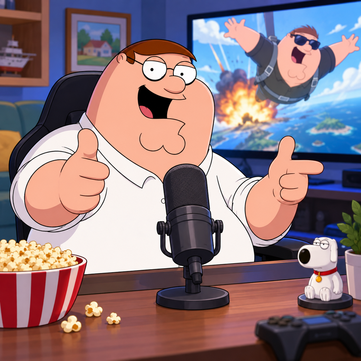 Peter Griffin AI voice for comedy intro drops
