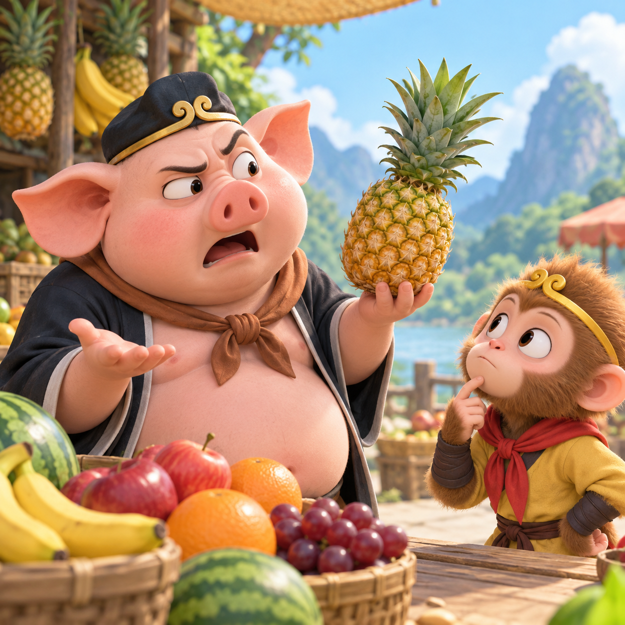 Pigsy AI voice reacting to fruit prompts