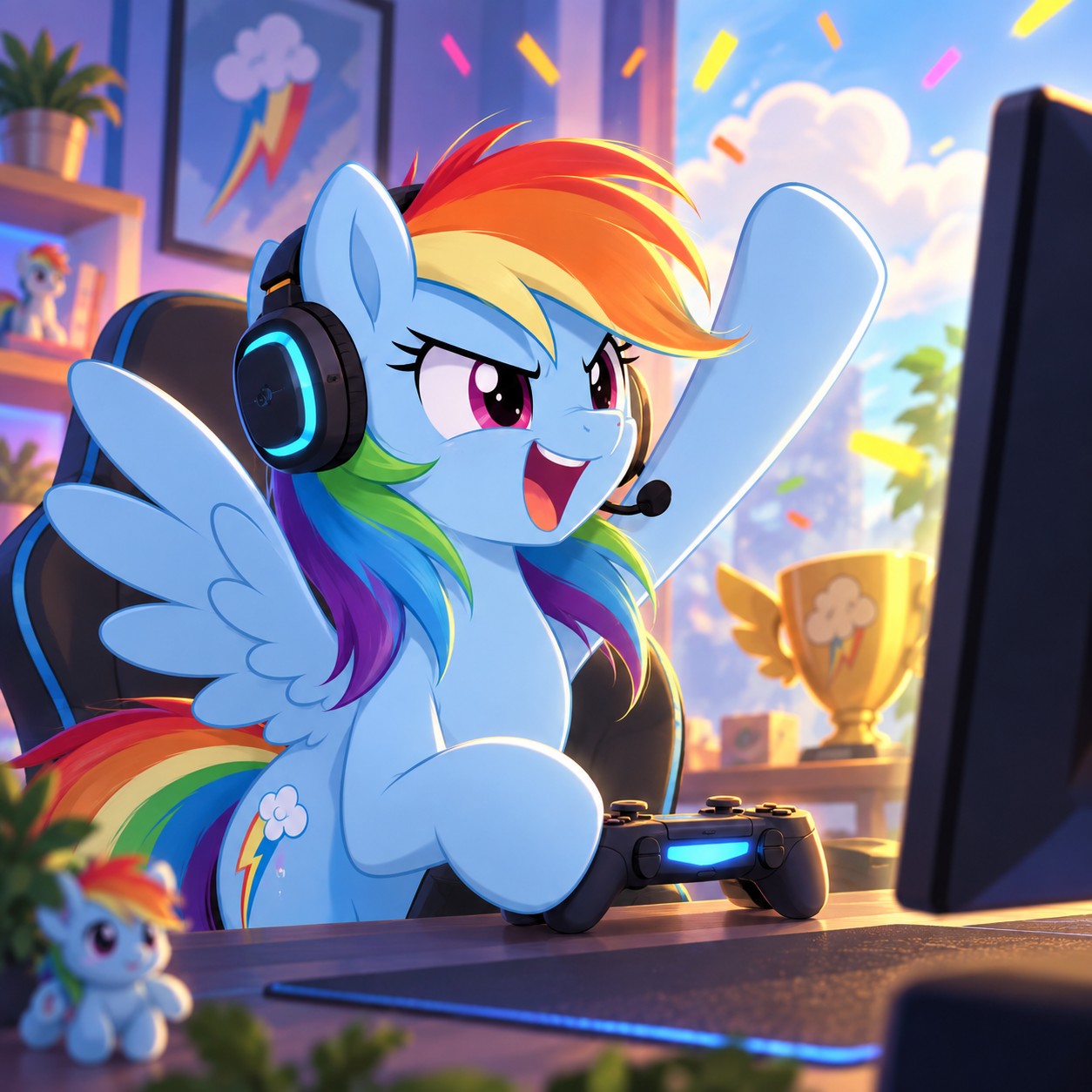 Rainbow Dash AI voice for animated gaming reactions