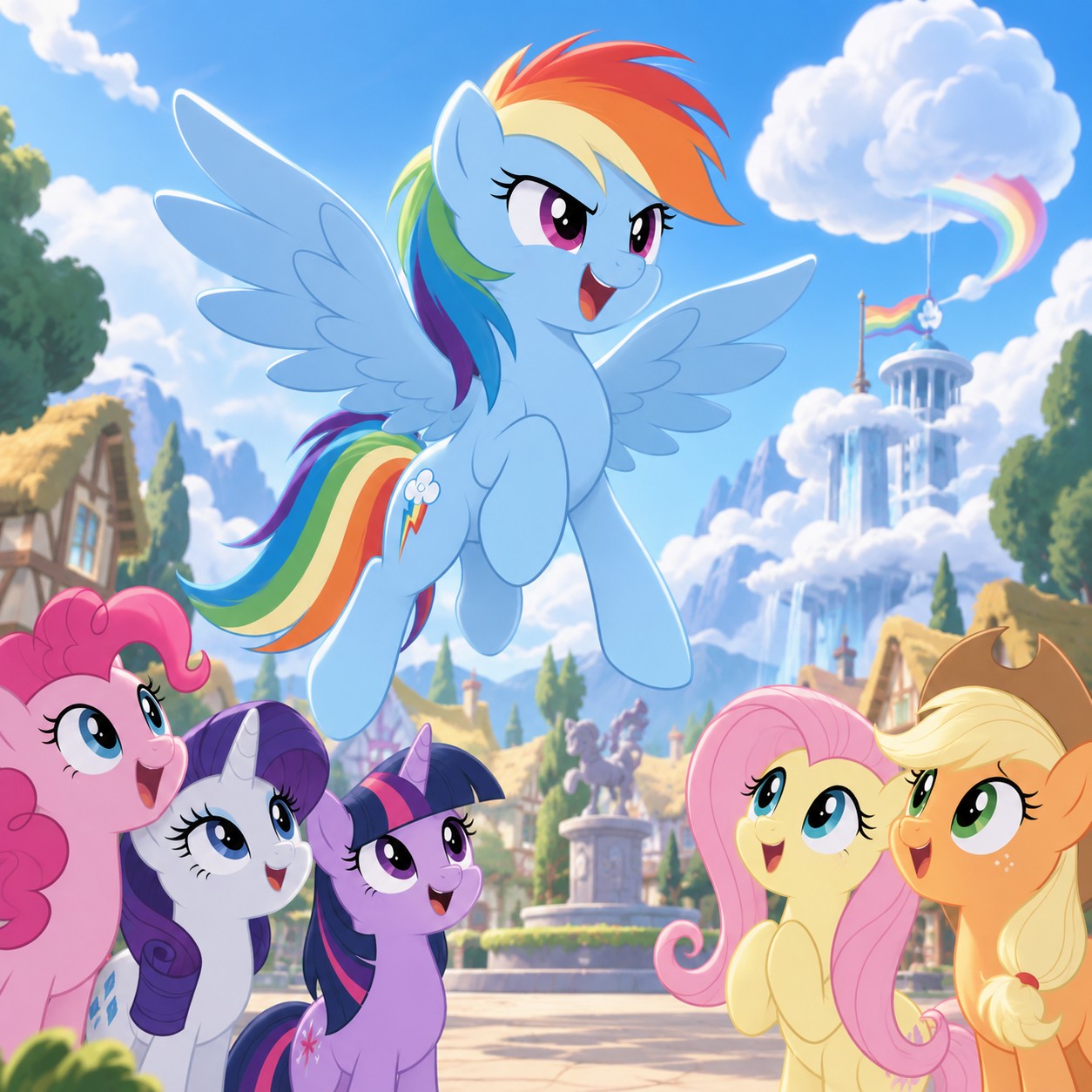 Rainbow Dash AI voice for a cartoon fan animation
