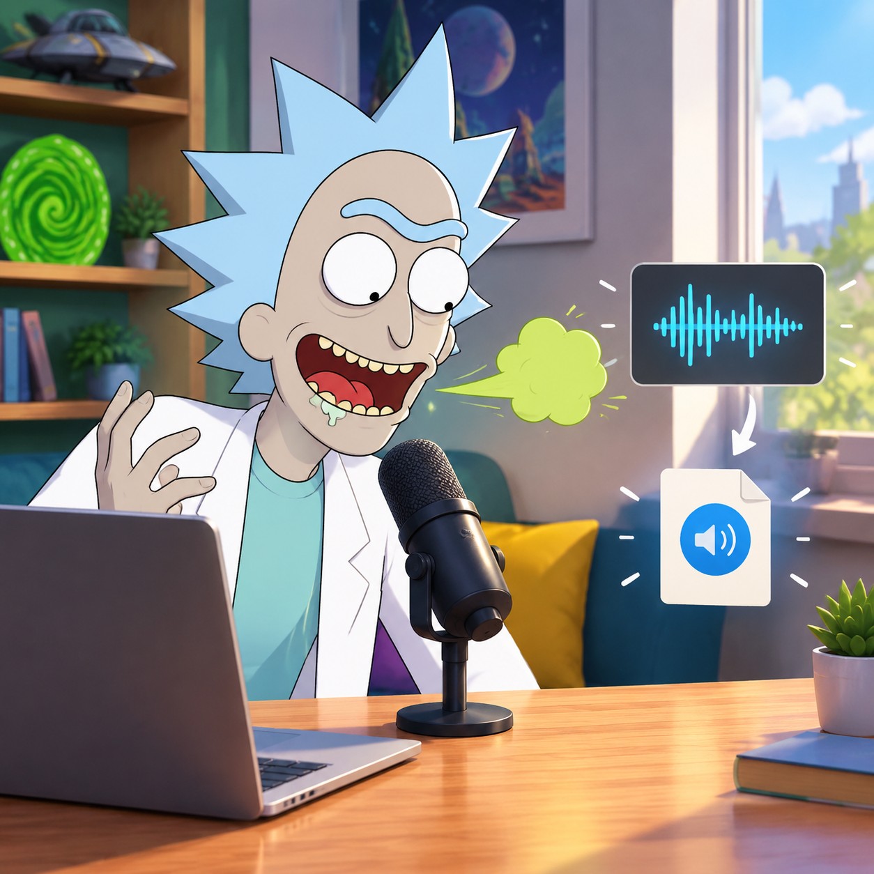 Rick Sanchez AI voice for burped meme punchlines