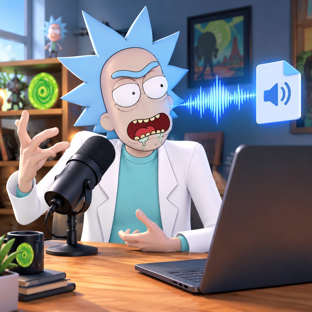 Rick Sanchez AI voice for short platform rants