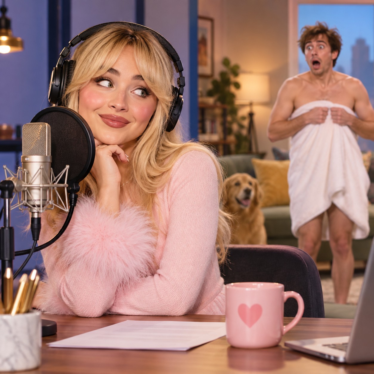 Sabrina Carpenter AI voice in YouTube comedy cutaway scene
