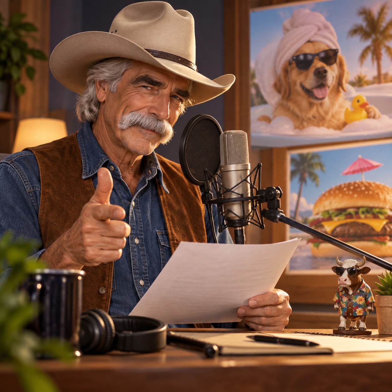 Sam Elliott AI voice for parody commercial read