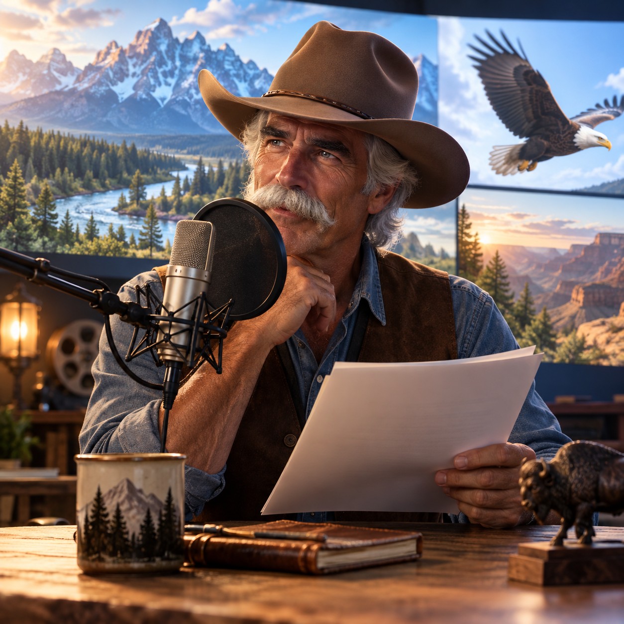 Sam Elliott AI voice for YouTube documentary openers