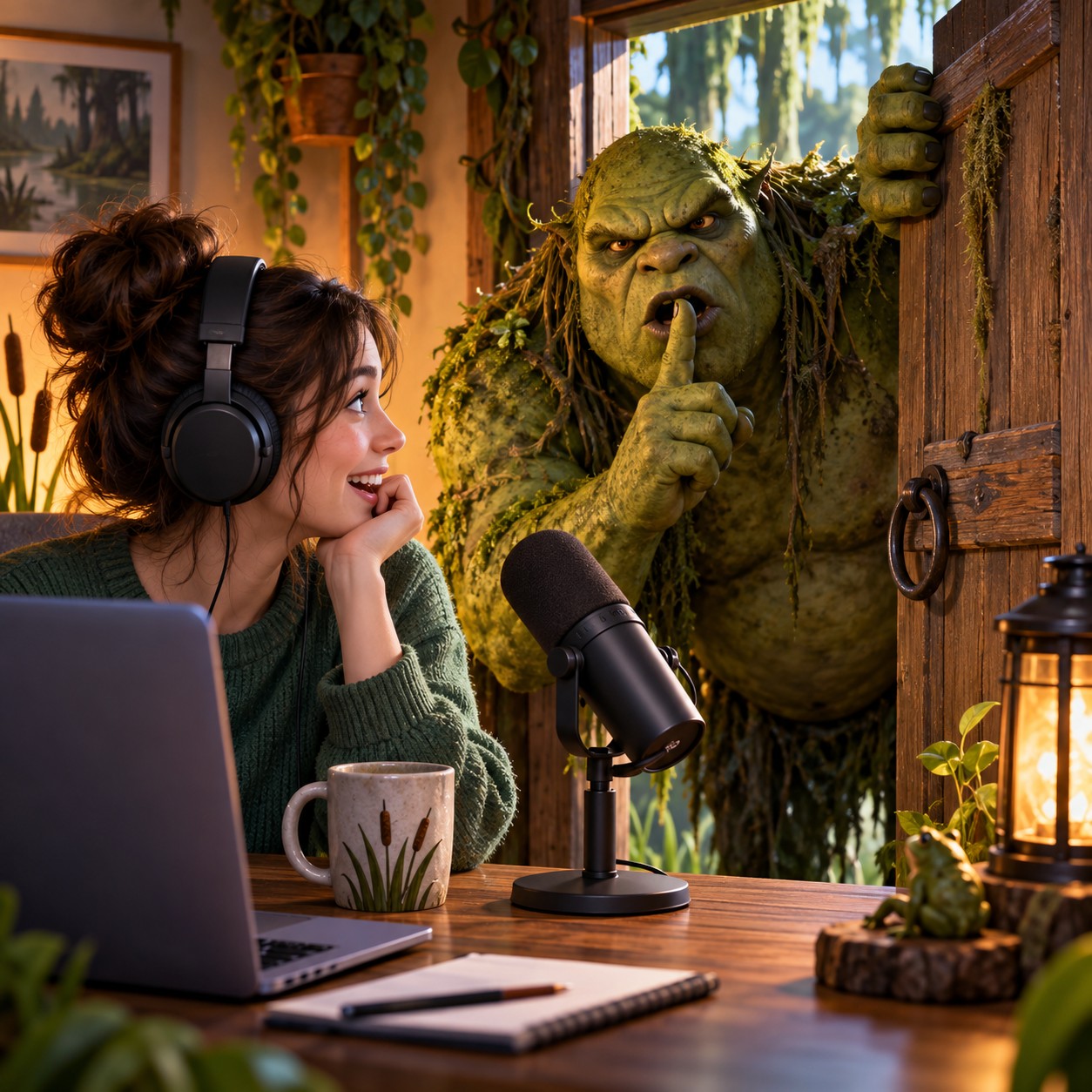 Shrek AI voice swamp reaction clip