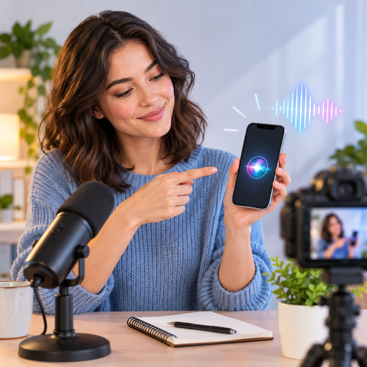 Siri AI voice narrating tech clip