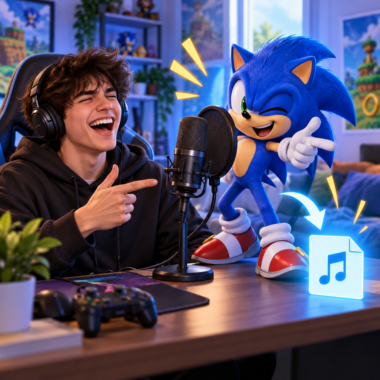 Sonic the Hedgehog AI voice for fast meme punchlines