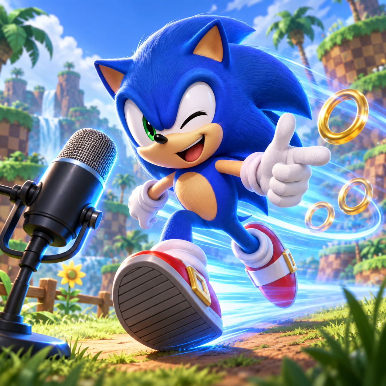 Sonic the Hedgehog AI voice for catchphrase reaction drops