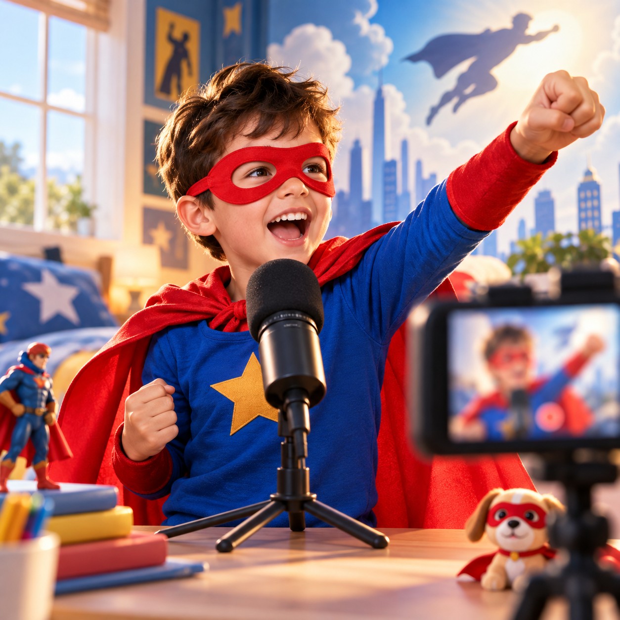 Spider-Man AI voice for playful kids superhero shorts