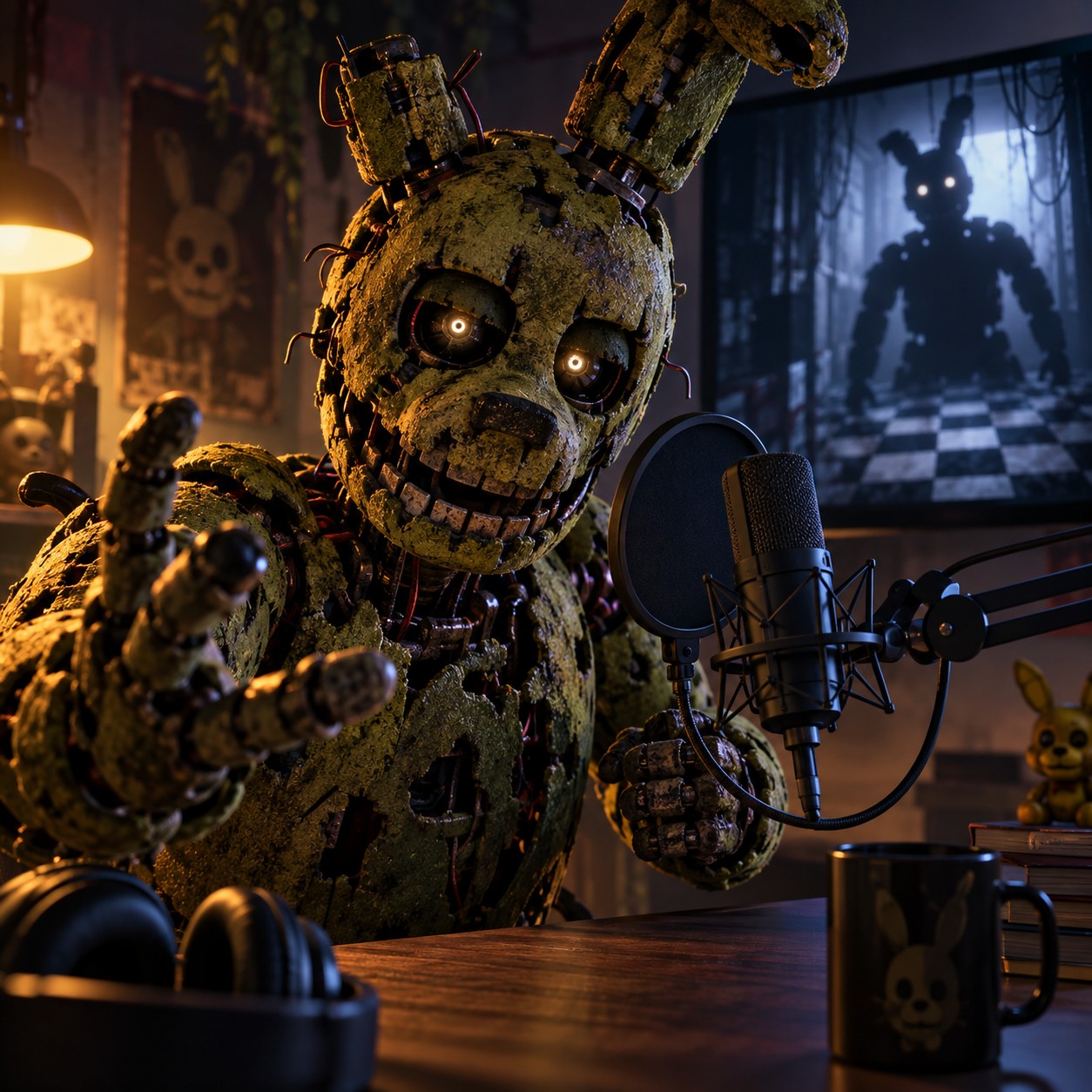 Springtrap AI voice in a dramatic horror edit
