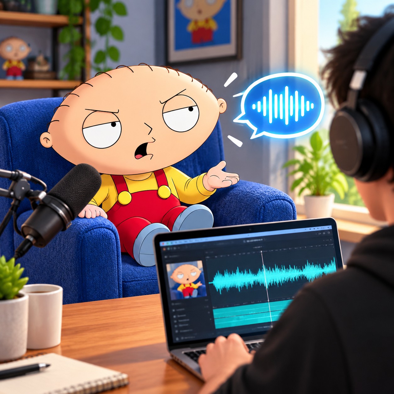Stewie Griffin AI voice for posh cartoon comeback shorts