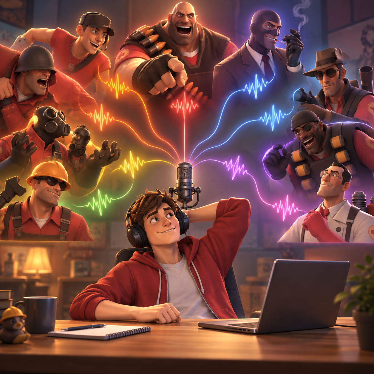 Team Fortress 2 AI voice class mashup scene