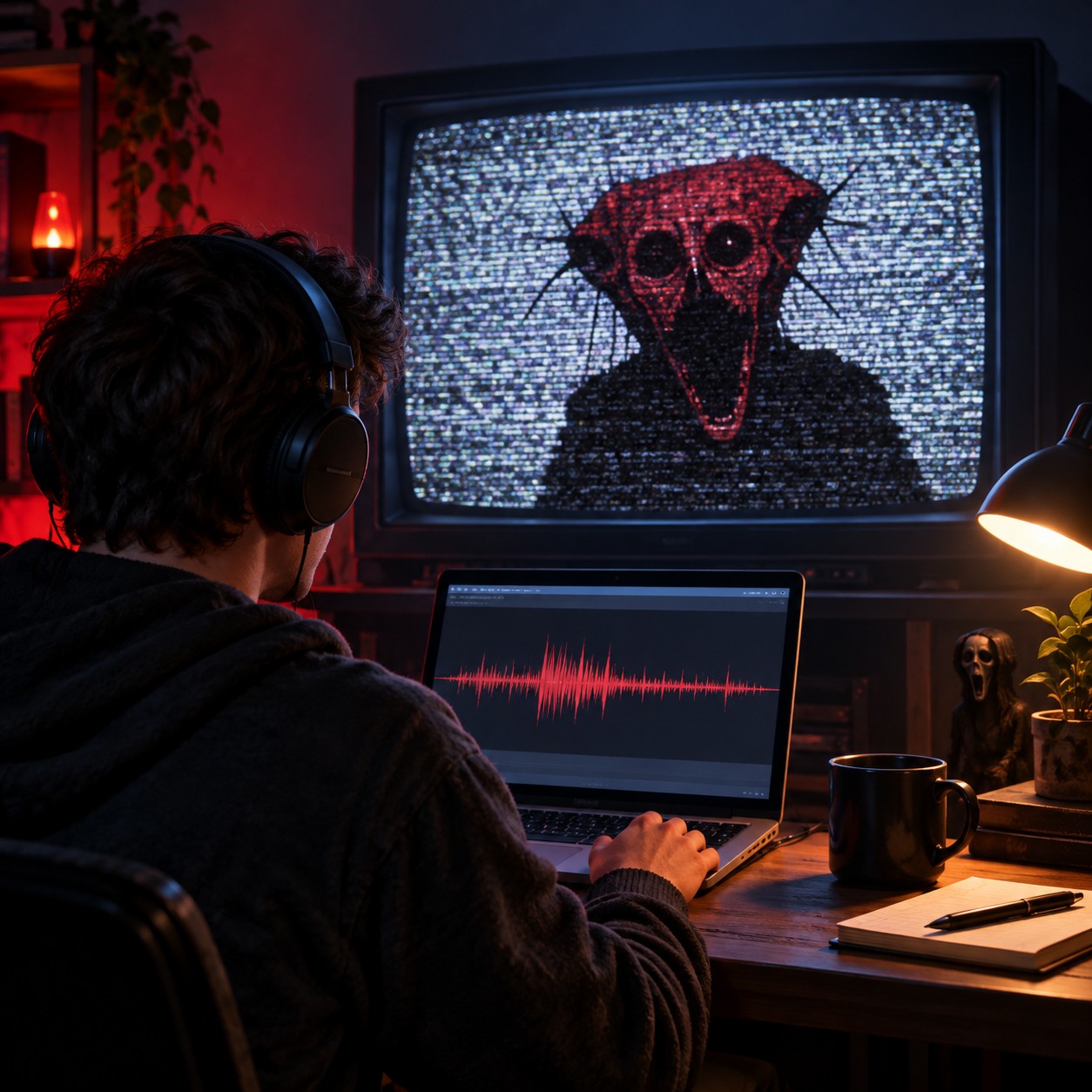 Boiled One AI voice over a corrupted broadcast screen