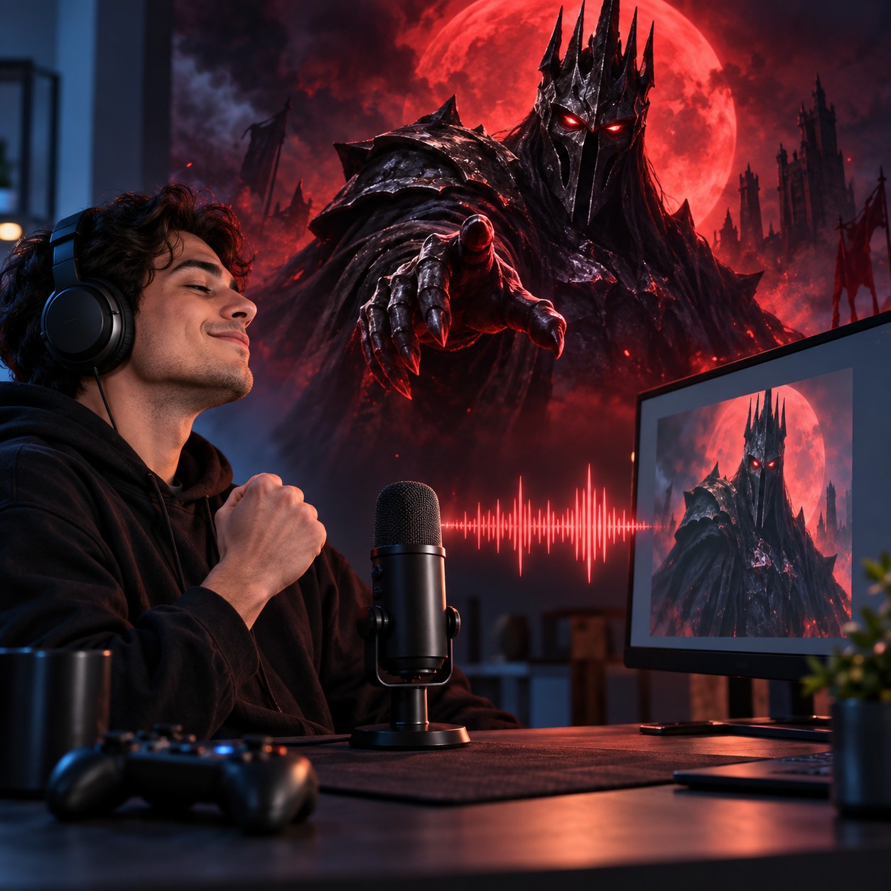 V1 AI voice delivering a menacing gaming meme caption