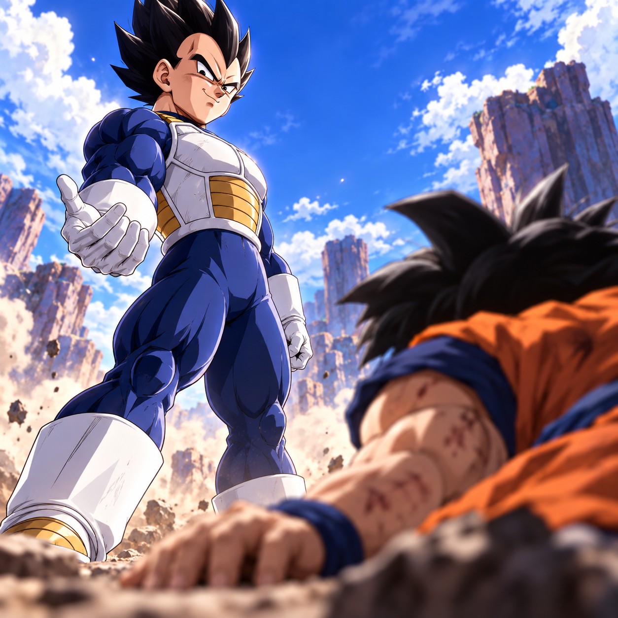 Vegeta AI voice for anime rivalry game taunts