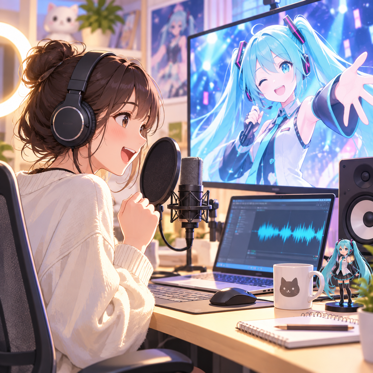 Vocaloid AI voice for virtual idol intro art