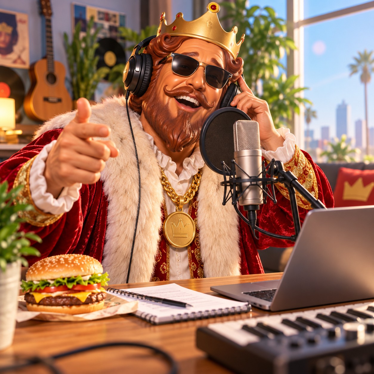 Whopper Guy AI voice for upbeat YouTube music performance sketches