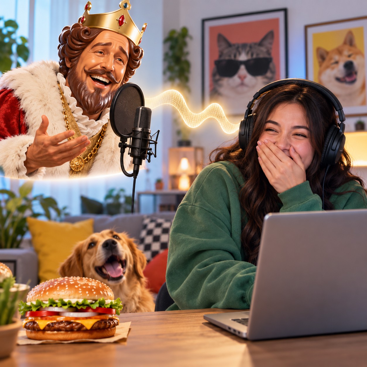 Whopper Guy AI voice in a comedy jingle reaction clip