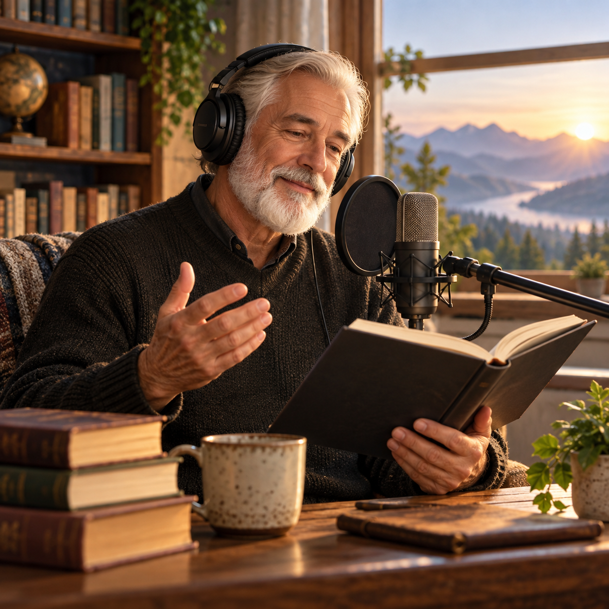 Wise Old Man AI voice reading a motivational audiobook passage