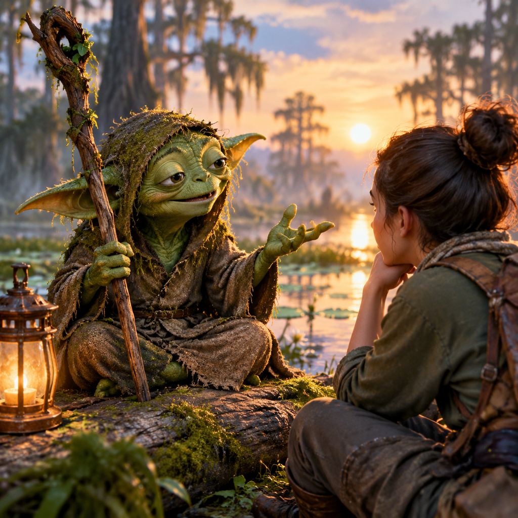 Yoda AI voice for swamp mentor roleplay audio