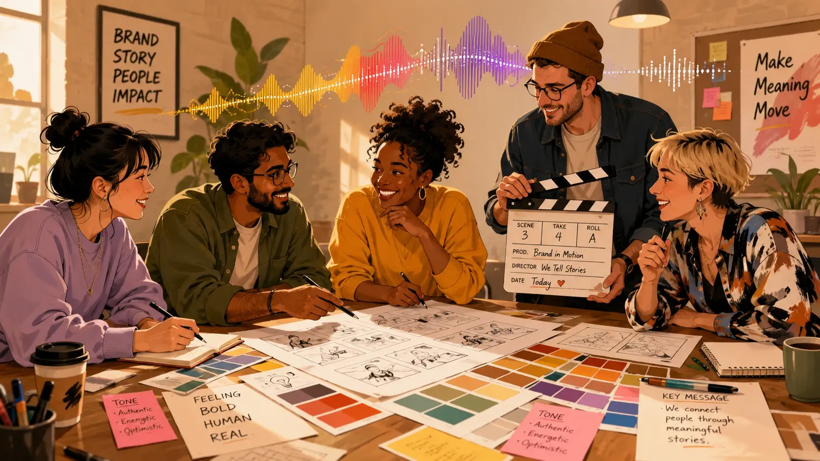 Marketing team applying one consistent score across several product video clips