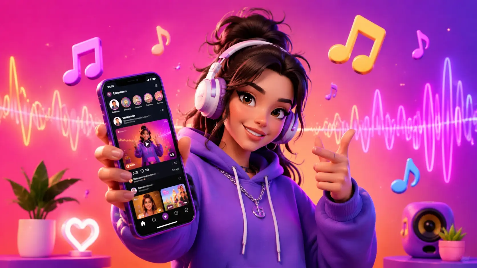 Short video creator matching a music track to a social clip inside VideoAI