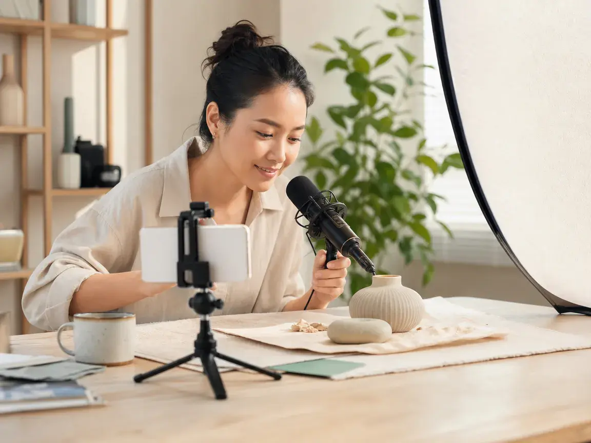 Creator uploading personal video and audio references into VideoAI