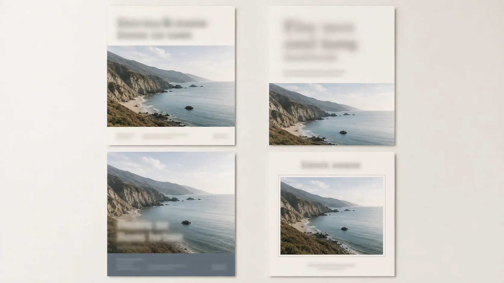 Four candidate layouts from one prompt shown side by side in VideoAI editor