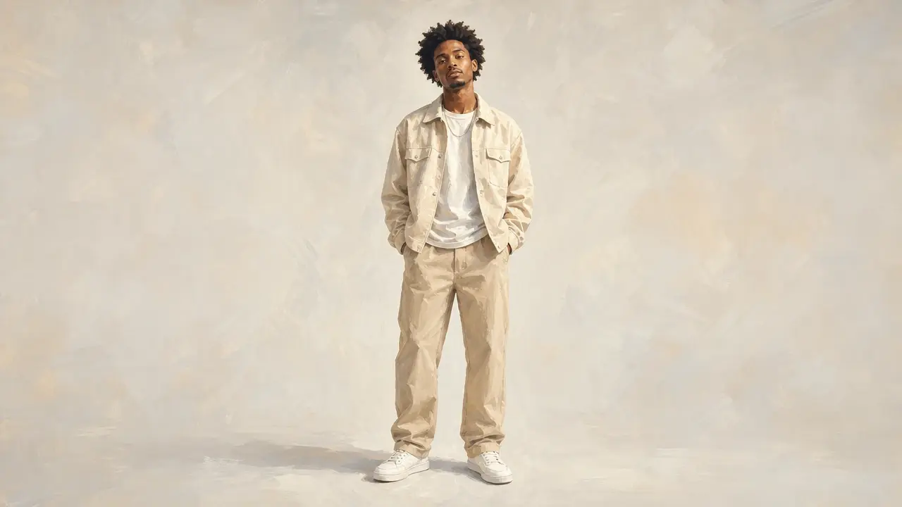 A single uploaded portrait photo repainted into an illustrated album cover in VideoAI