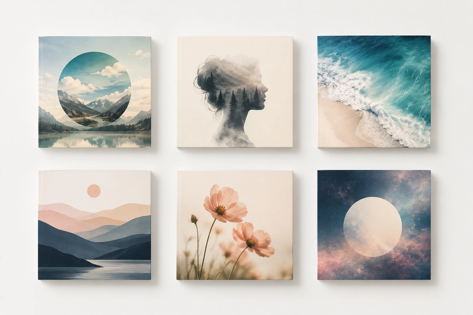 Several generated album cover options shown side by side for comparison in VideoAI