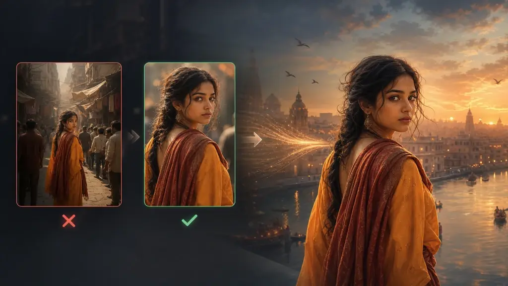 Reference image guiding color and scene in ai art generator output