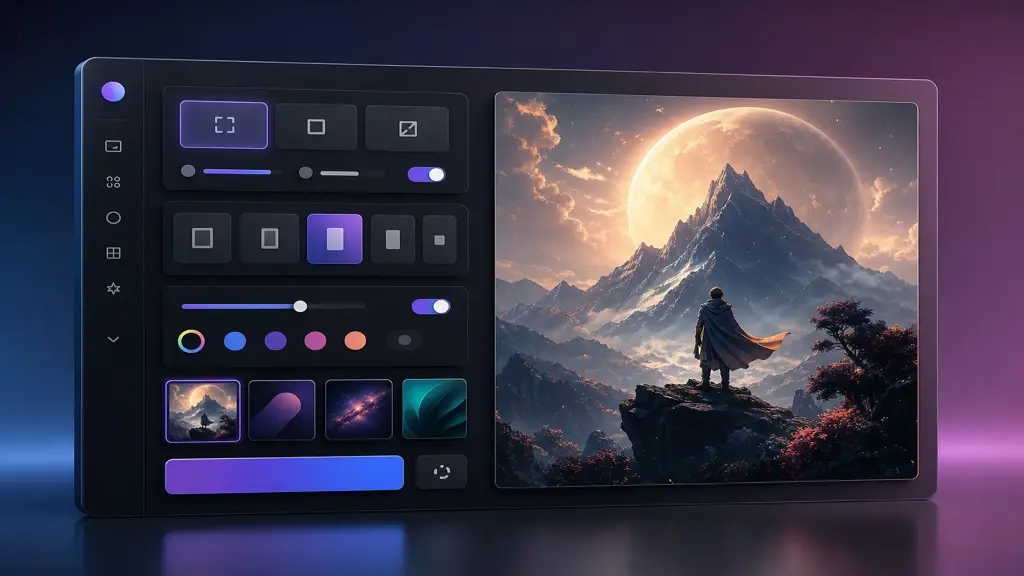 Export settings panel beside final cover art from ai art generator