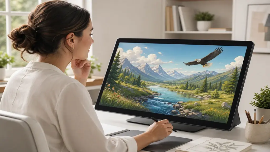 Educator previewing lesson artwork from ai art generator before export