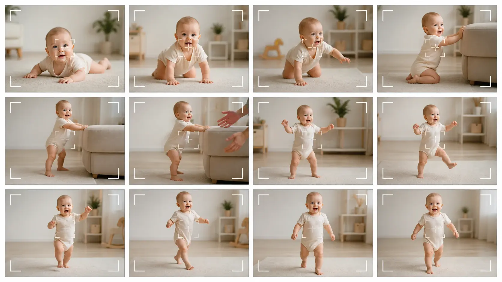 Storyboard timeline with a baby scene pinned to each second by second segment