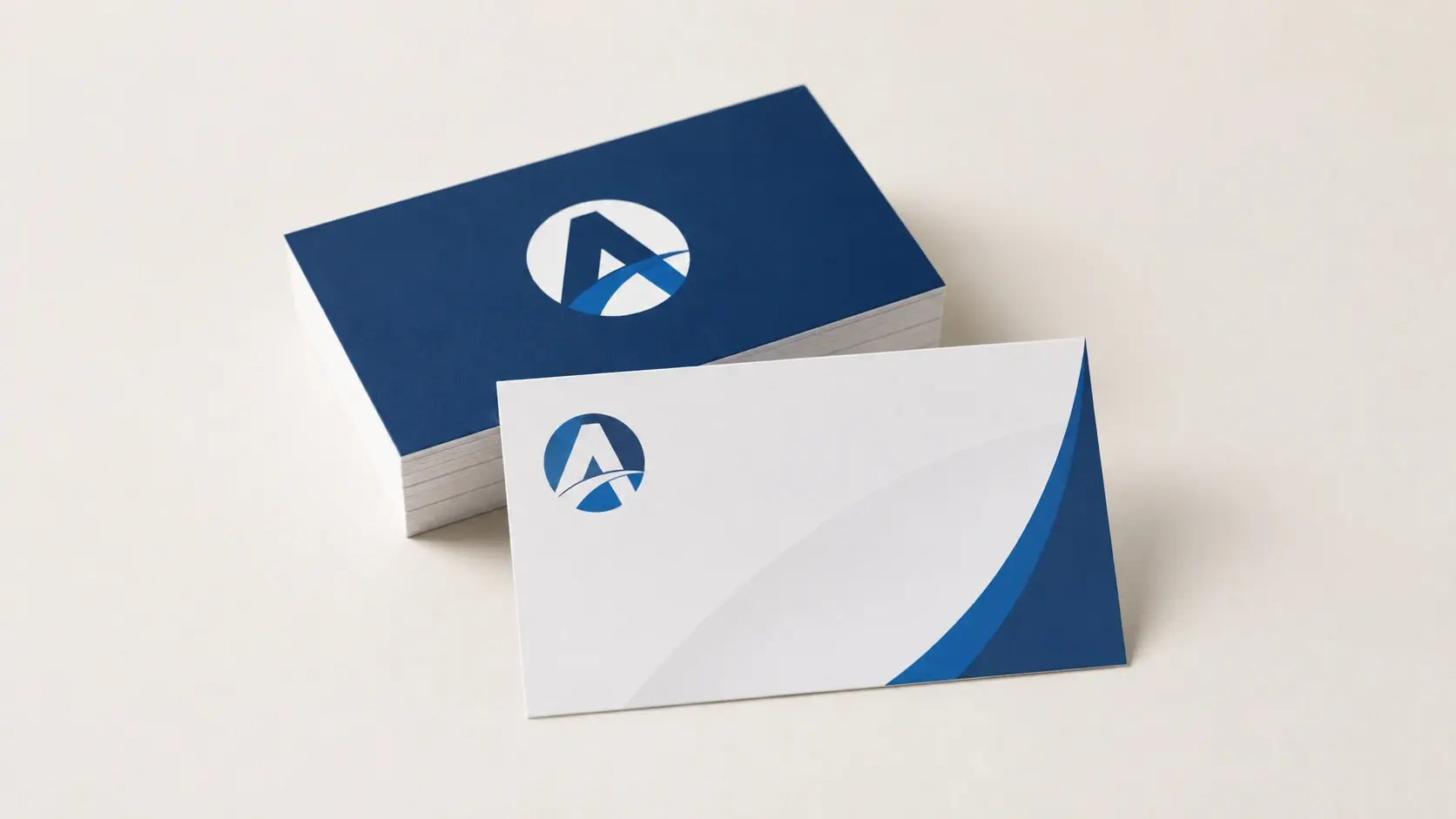 Business card design built around an uploaded company logo and extracted brand color