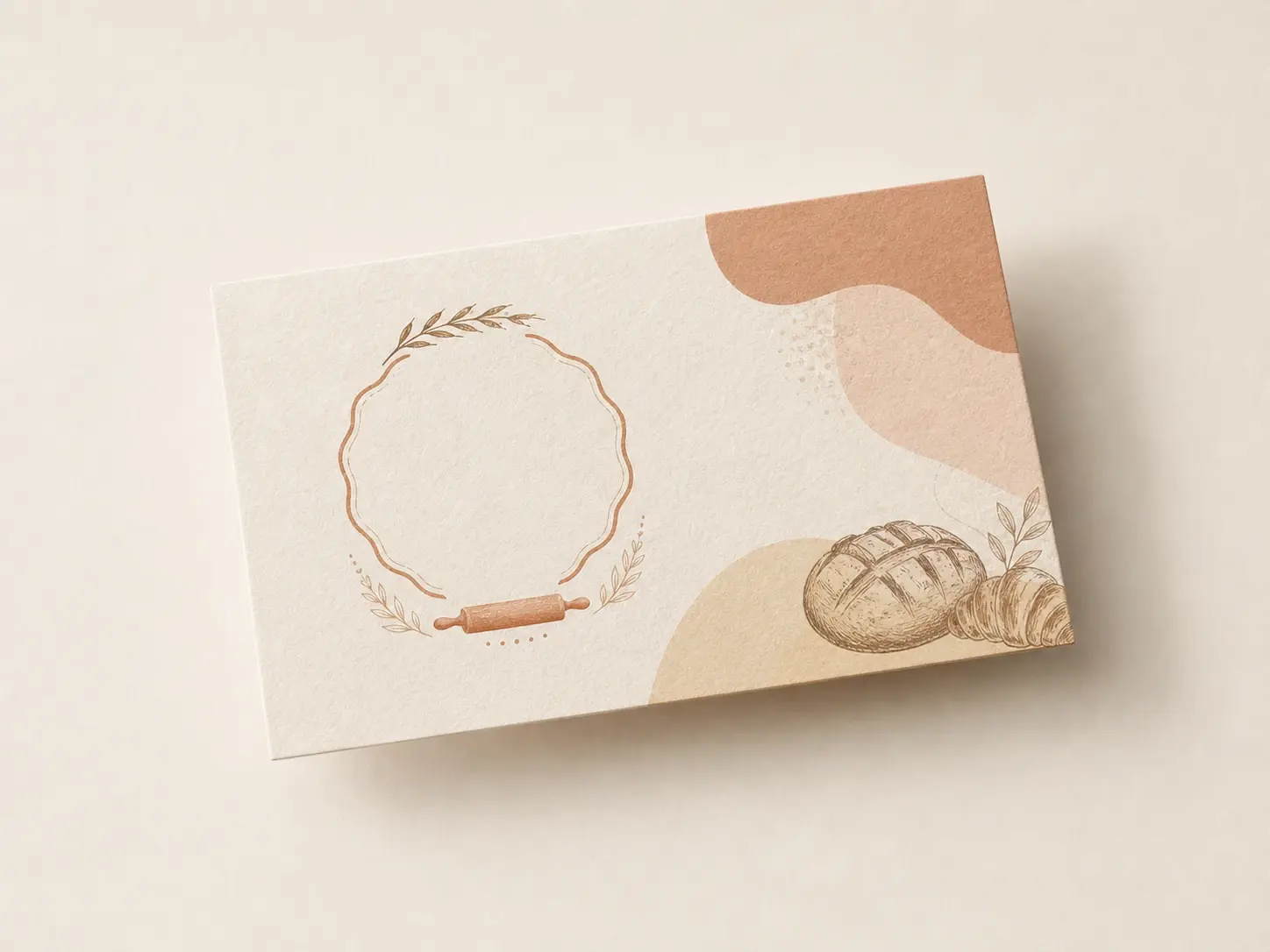 Bakery business card design with uploaded logo and warm brand color palette