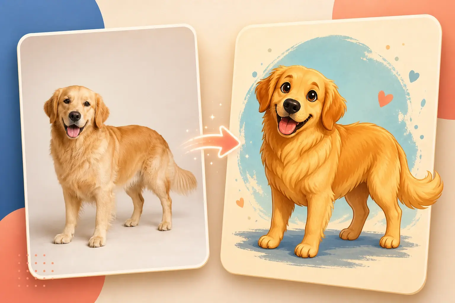 Pet character portrait previewed in ai cartoon image generator