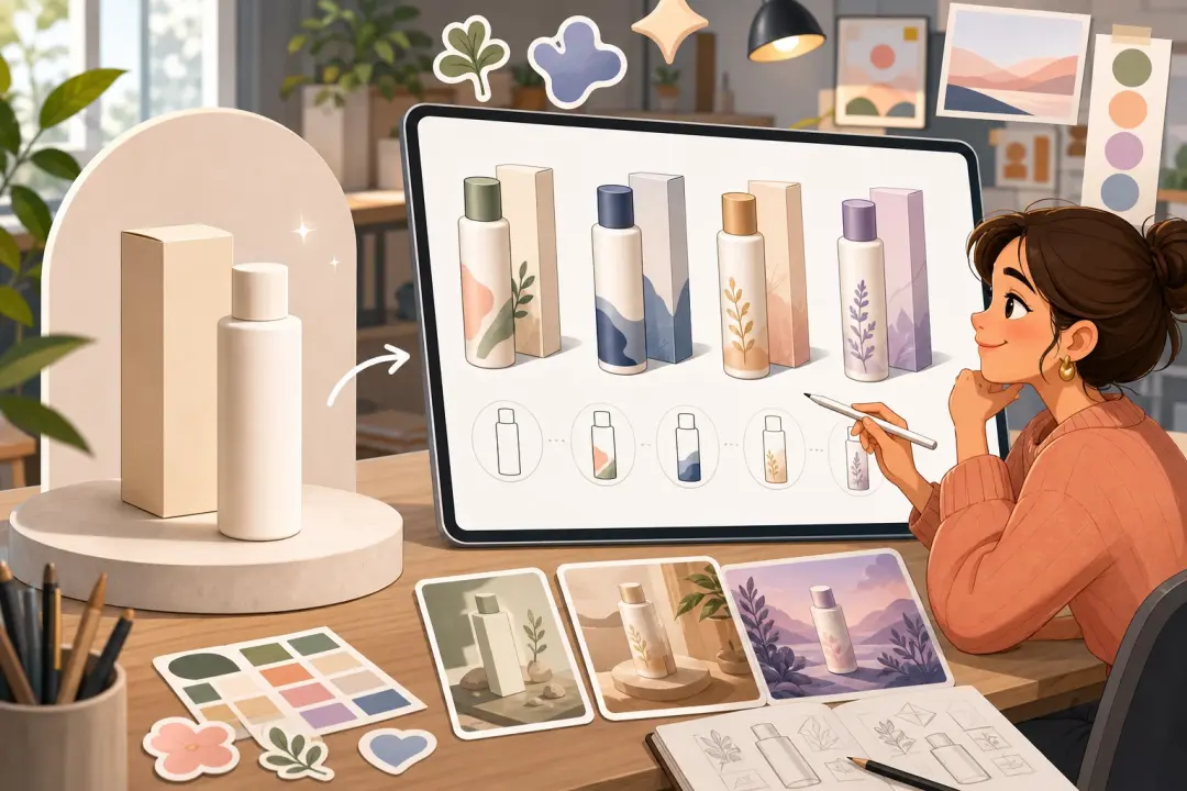 Product mascot card prepared in ai cartoon image generator workspace