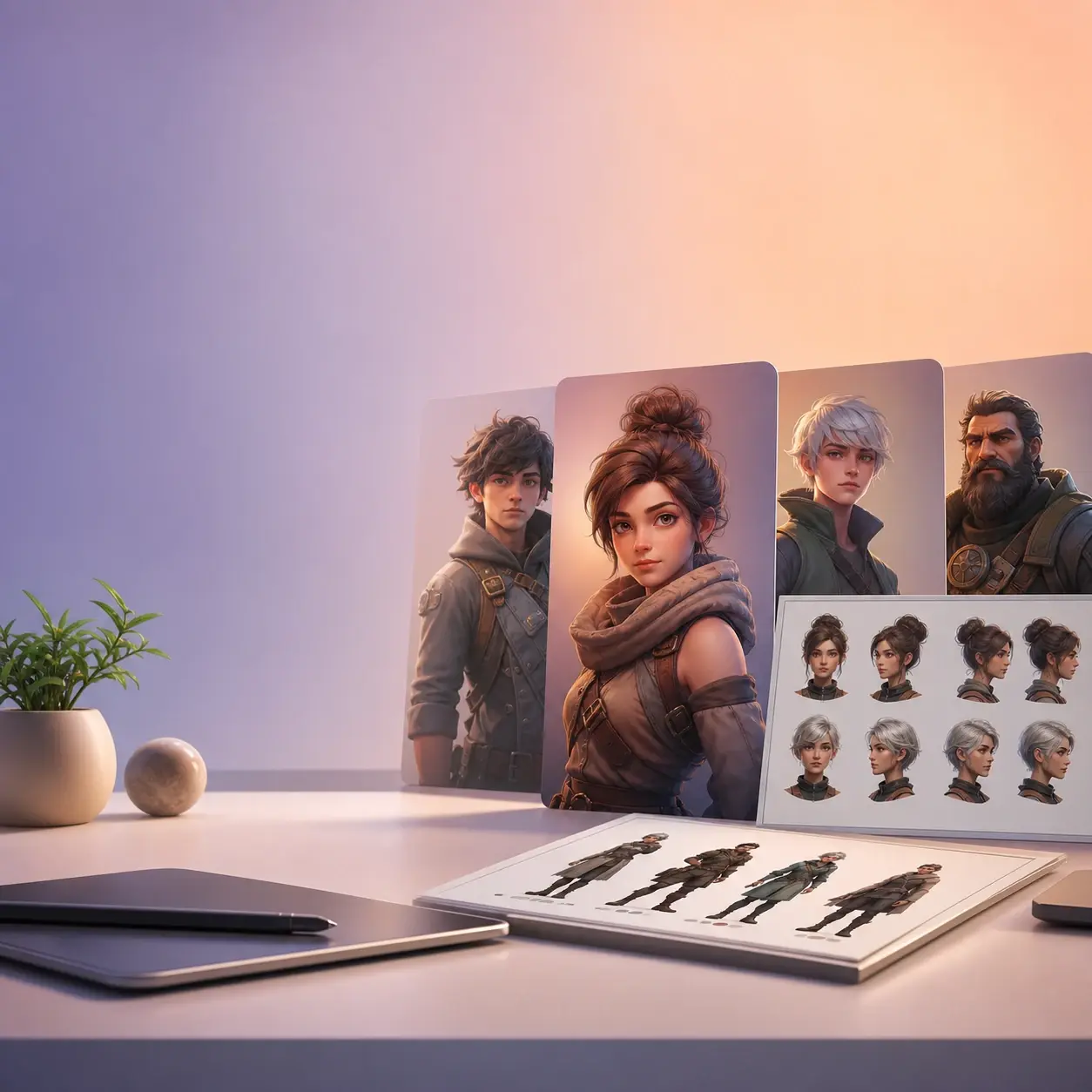Character preview background for ai character generator workflow