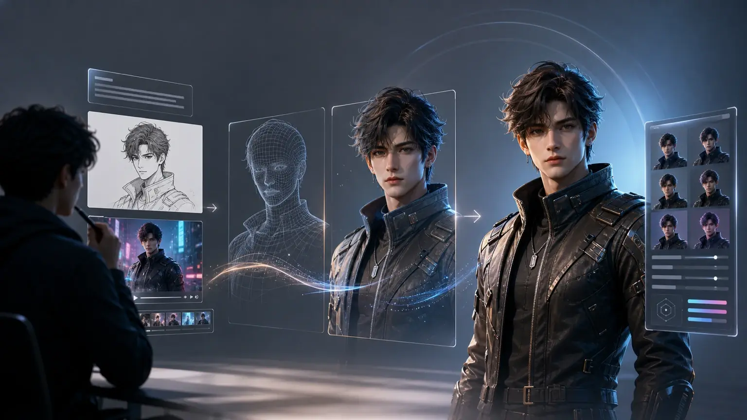 Creator previewing avatar output from an ai character generator before export
