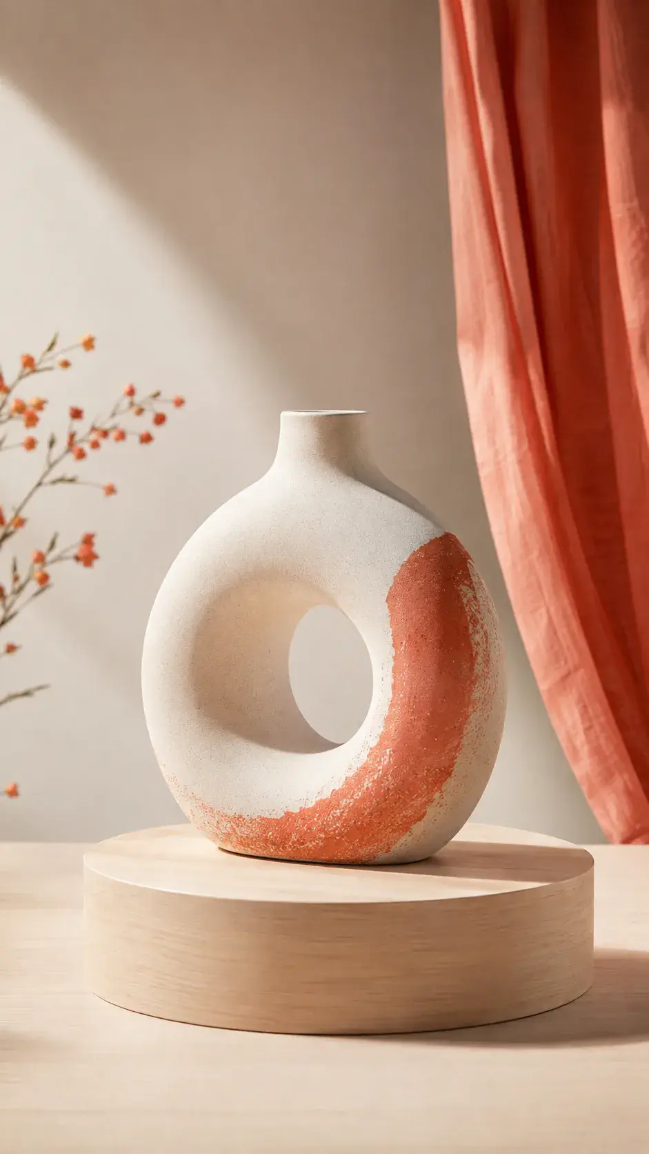 Vertical short clip frame of a ceramic product reveal in a bright studio