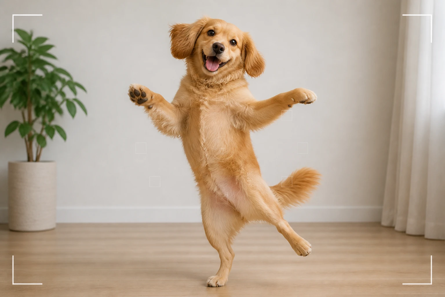 A clear full body dog photo with even light uploaded as the subject for dancing