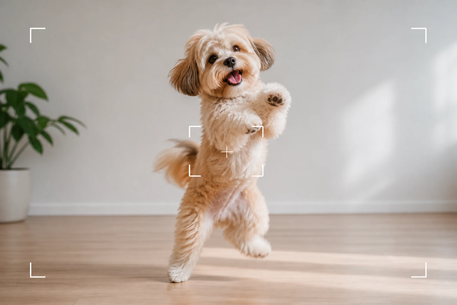 A reference dance clip and a timed script with music beats chosen for a dog dancing video